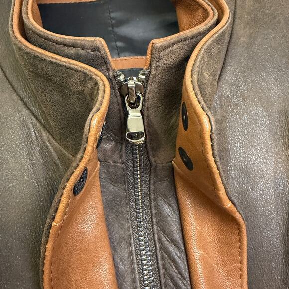 Remy Lambskin Leather Jacket Womens Large Brown Full Zip Snap Handcrafted USA - Picture 4 of 15